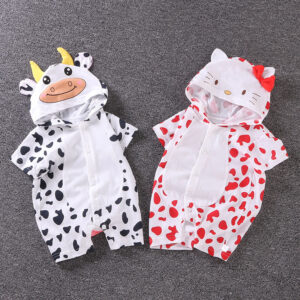 Baby Hooded Cartoon Jumpsuit Summer 3-1 Year Old
