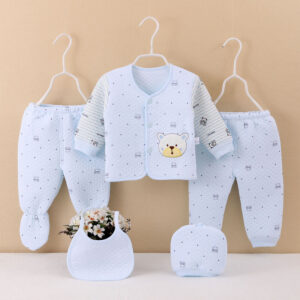 baby set with bear embroidery cotton 0 3m