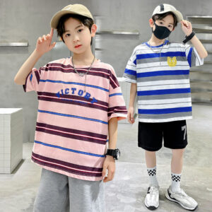 Children Loose Printed T-Shirt Summer Trendy Coffee Orange children loose printed t shirt summer trendy coffee orange