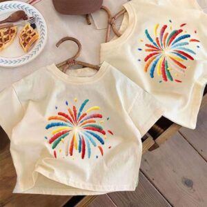 children's cotton fireworks t shirt white summer