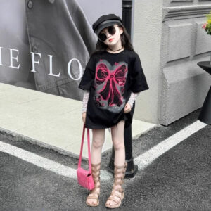 girls black loose t shirt summer korean style