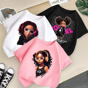 girls graphic loose t shirt summer casual white pink black