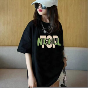 girls loose printed t shirt summer black 2 pack