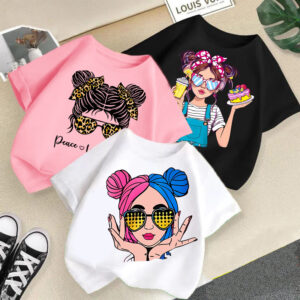 girls printed cotton t shirt summer short sleeve kids fashion