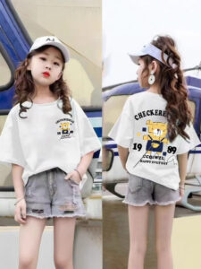 girls printed t shirt 2 pack summer loose fit kids