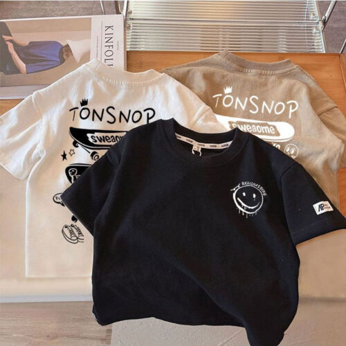 kids loose korean style t shirt summer multi color