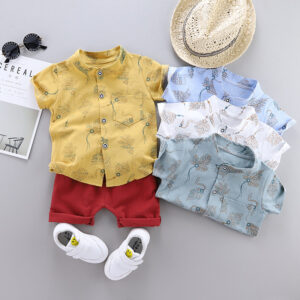 Trendy Boys Shirt Shorts Set Summer Casual Wear