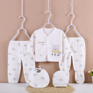white baby suit set with cat scarf for newborns