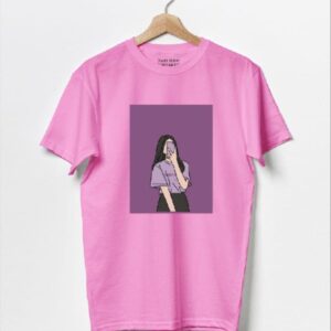 women pink printed jersey t shirt medium to xl