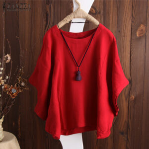 2022ebay aliexpress cotton and linen short sleeved t shirt for women loose pure color bat sleeve summer top round neck pullover