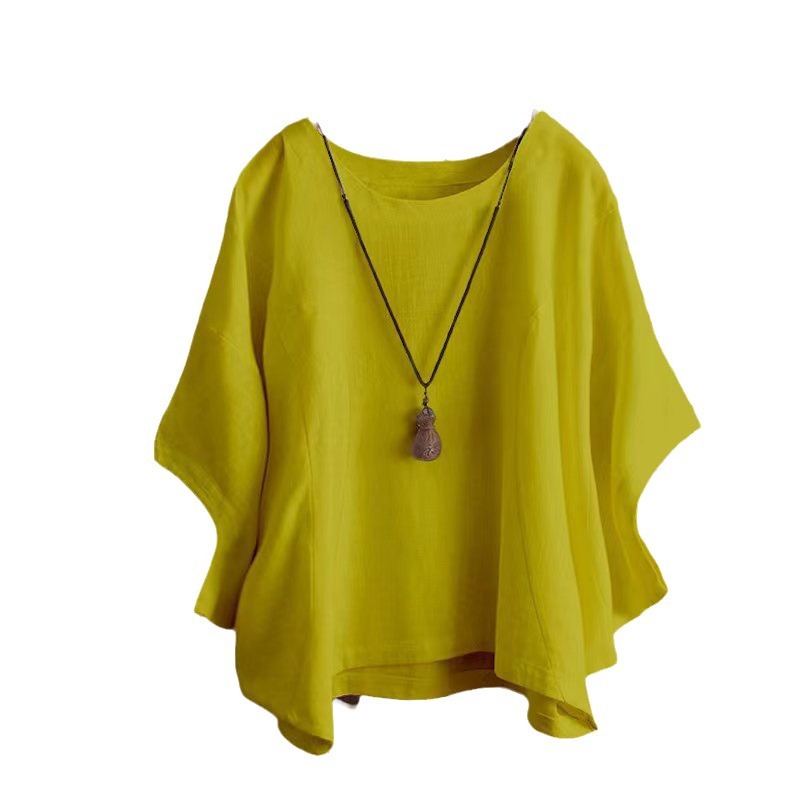 2022ebay aliexpress cotton and linen short sleeved t shirt for women loose pure color bat sleeve summer top round neck pullover 2022ebay aliexpress cotton and linen short sleeved t shirt for women loose pure color bat sleeve summer top round neck pullover