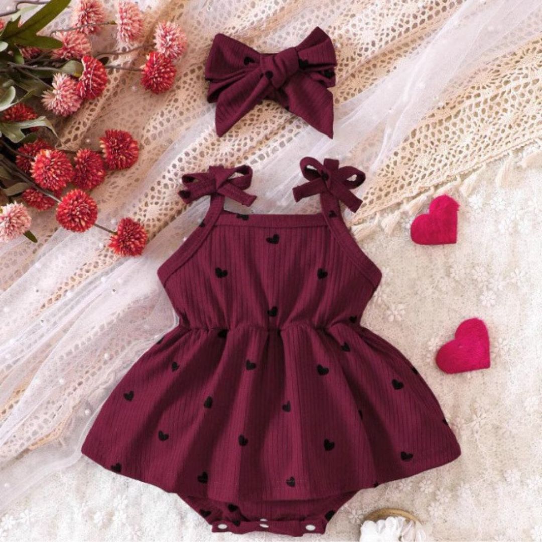 baby cherry dress with headband & bow shoes