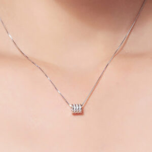 s925 silver cylindrical zircon pendant necklace