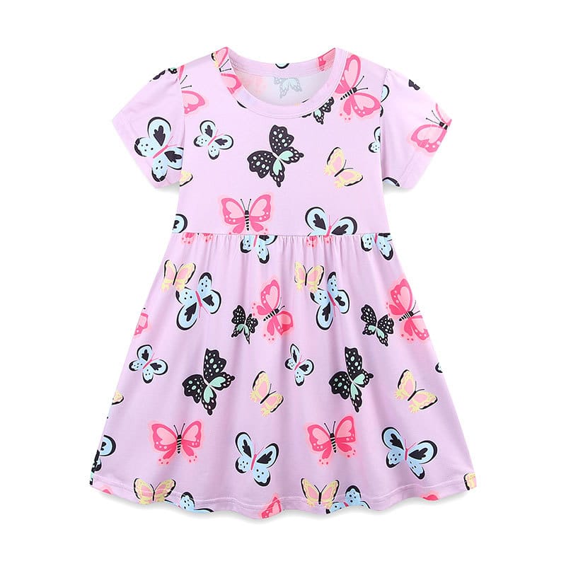 Kids Butterfly Print Pink A-Line Dress for Girls 2-5Y Kids Butterfly Print Pink A-Line Dress for Girls 2-5Y | Trendy Baby Girls Kids Clothing Pakistan | Maria Finds Store