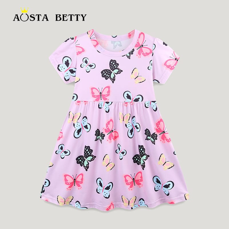 Kids Butterfly Print Pink A-Line Dress for Girls 2-5Y Kids Butterfly Print Pink A-Line Dress for Girls 2-5Y | Trendy Baby Girls Kids Clothing Pakistan | Maria Finds Store