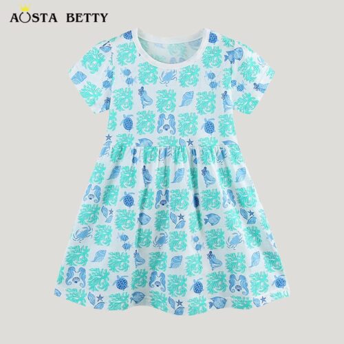 Kids Ocean Print Cotton Dress for Girls 3-8Y | Trendy Girls Kids Dress | Premium Kids Clothing Pakistan | Maria Finds Store