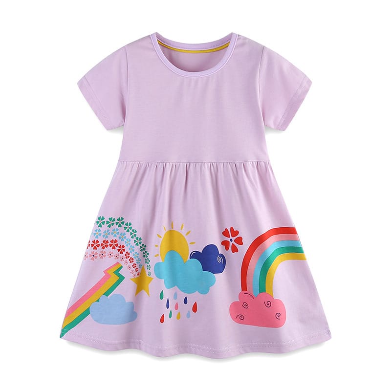 Kids Rainbow Cloud Dress Light Pink 2-5Y Kids Rainbow Cloud Dress Light Pink 2-5Y for Girls | Trendy Baby Girls Dress | Premium Kids Clothing Pakistan | Maria Finds Store