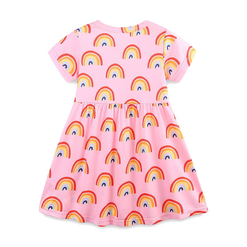Pink Rainbow Print Girls Summer Dress Pink Rainbow Print Girls Summer Dress | Trendy Baby Girls Kids Clothing Pakistan | Premium Quality | Maria Finds Store