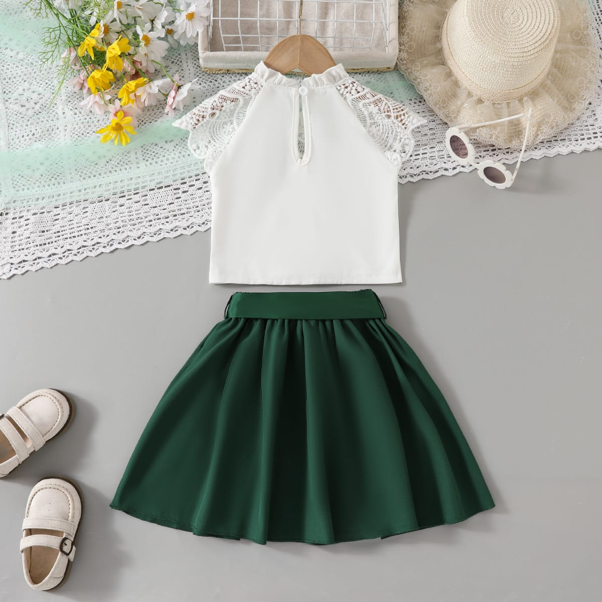 Green Pleated Skirt Set for Girls 3-6 Years Green Pleated Skirt Set for Girls 3–6 Years | Trendy Kids Clothing for Girls in Pakistan | Premium Baby Girls Dress | Maria Finds Store