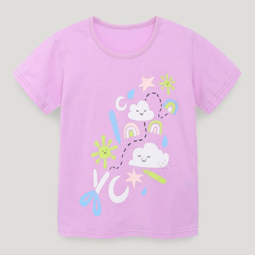 Girls Summer Cotton T-Shirt Short Sleeve | Trendy Baby Girls Kids Clothing | Premium Summer Fashion in Pakistan | Maria Finds Store