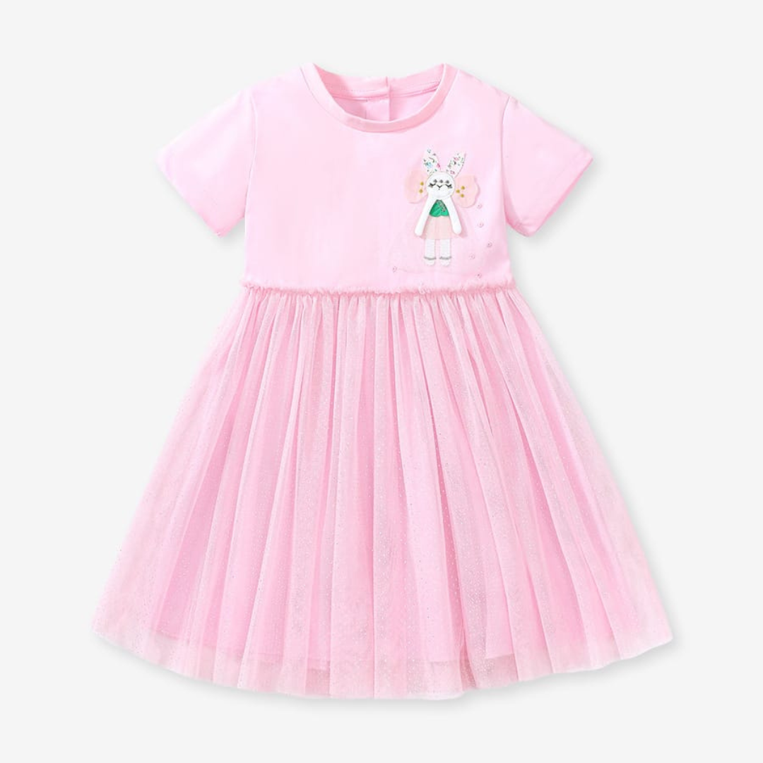 Pink Princess Dress for Girls Embroidered Bunny Tulle Skirt Pink Princess Dress for Girls Embroidered Bunny Tulle Skirt | Trendy Kids Clothing Pakistan | Maria Finds Store