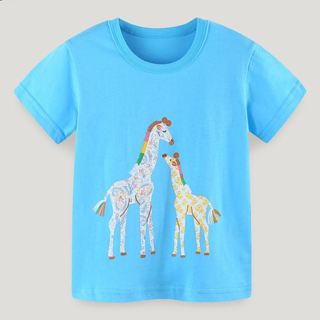 Cotton Giraffe Print T-Shirt Summer Trendy Kids Cotton Girls Giraffe Print T-Shirt Summer Trendy Kids | Baby Girls Clothing | Premium Kids Wear Pakistan | Maria Finds Store