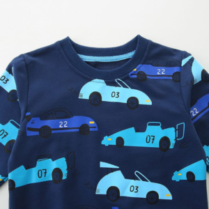 Kids Car Print Cotton Sweater Autumn Blue for Baby Boys | Trendy Boys Kids Clothing | Premium Cotton Autumn Wear | Maria Finds Store Pakistan