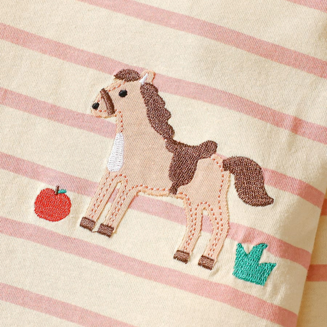 Long Sleeve Horse Embroidery Cotton Suit for Kids Pink Long Sleeve Horse Embroidery Cotton Baby Dress for Girls Pink | Trendy Kids Clothing Pakistan | Maria Finds Store