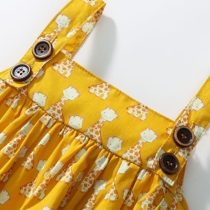 Yellow Giraffe Print Cotton Dress for Girls Summer | Trendy Kids Clothing Pakistan | Maria Finds Store