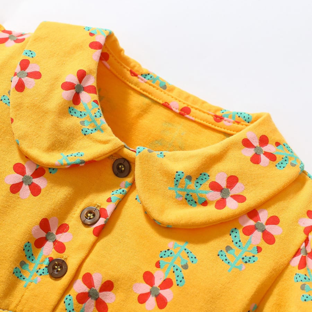 Yellow Floral Doll Dress for Girls Summer Wear Yellow Floral Doll Dress for Girls Summer Wear | Trendy Baby Dress | Kids Clothing Pakistan | Maria Finds Store
