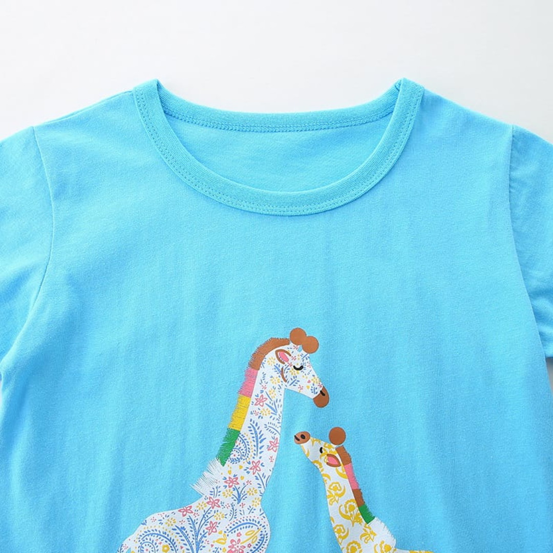Cotton Giraffe Print T-Shirt Summer Trendy Kids Cotton Girls Giraffe Print T-Shirt Summer Trendy Kids | Baby Girls Clothing | Premium Kids Wear Pakistan | Maria Finds Store