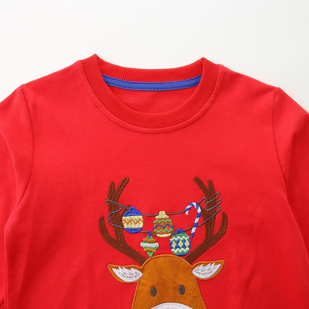 Kids Christmas Reindeer Sweater Red Cotton Long Sleeve Kids Christmas Reindeer Sweater Red Cotton Long Sleeve | Trendy Kids Christmas Sweater | Premium Baby Kids Clothing Pakistan | Maria Finds Store