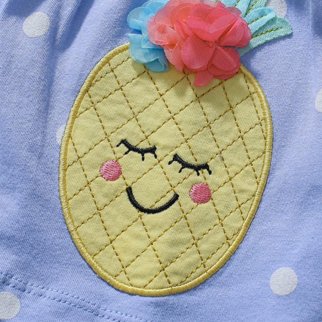 Kids Summer Suit Blue Yellow Polka Dot Pineapple Kids Summer Suit Blue Yellow Polka Dot Pineapple Baby Dress | Trendy Kids Clothing Pakistan | Maria Finds Store