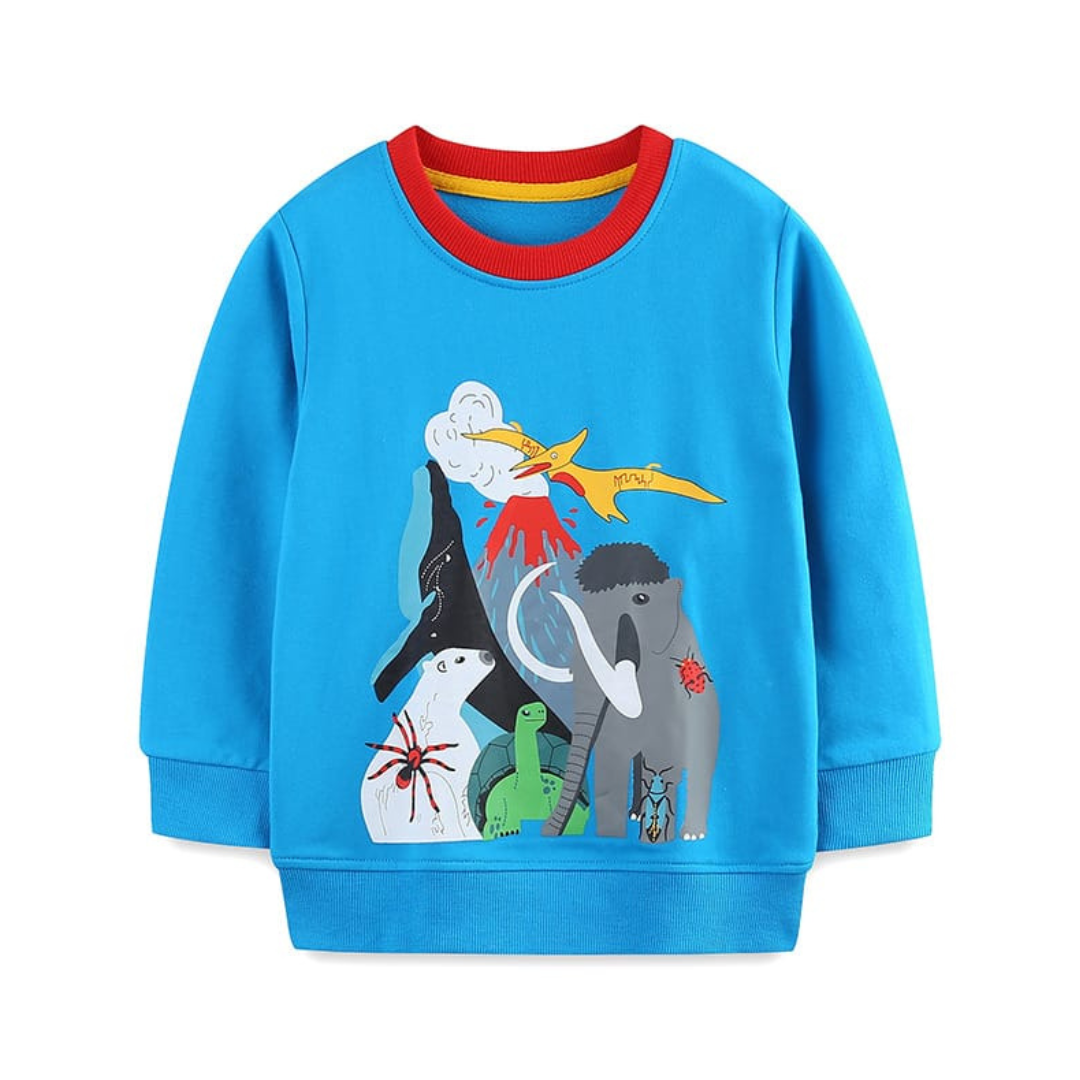 Blue Printed Kids Sweatshirt Autumn Cotton Boys Top Blue Printed Kids Sweatshirt Autumn Cotton Boys Top | Trendy Kids Clothing Pakistan | Maria Finds Store