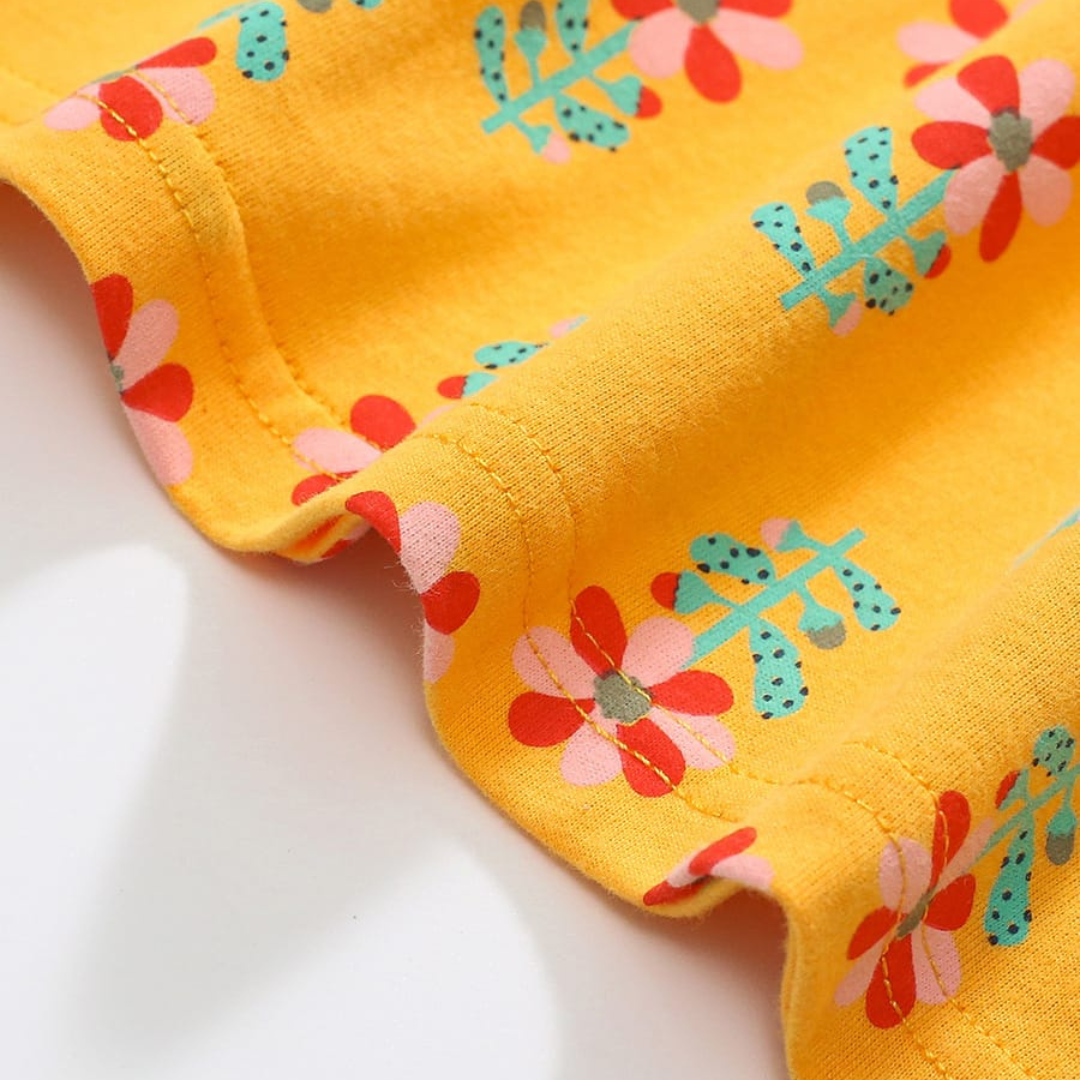 Yellow Floral Doll Dress for Girls Summer Wear Yellow Floral Doll Dress for Girls Summer Wear | Trendy Baby Dress | Kids Clothing Pakistan | Maria Finds Store