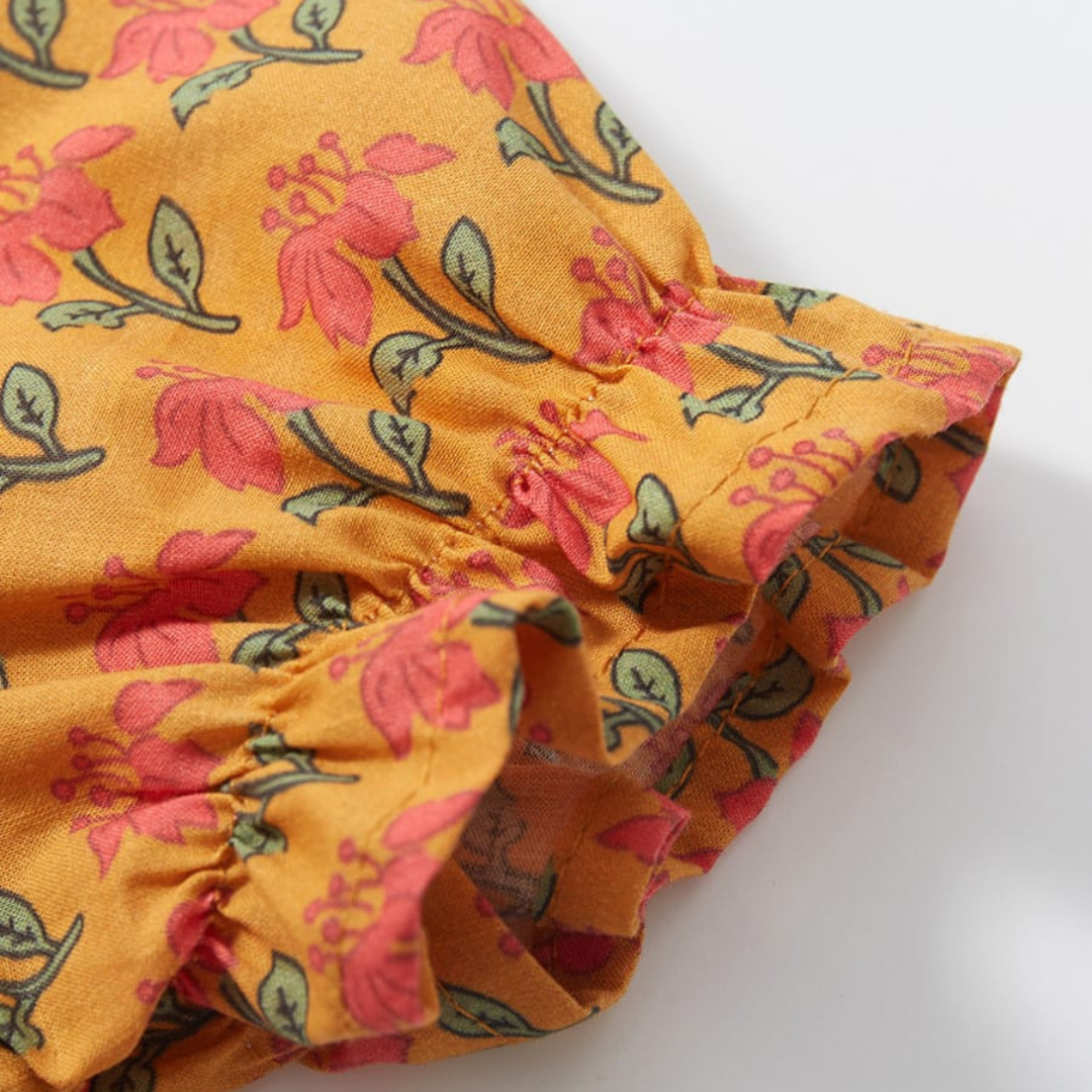 Princess Dress Orange Floral Cotton Summer Wear Princess Orange Floral Cotton Summer Dress for Girls | Trendy Baby Girl Kids Clothing Pakistan | Maria Finds Store