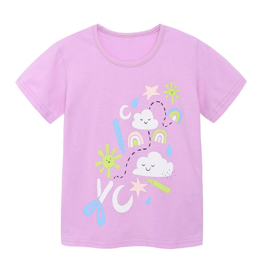 Girls Summer Cotton T-Shirt Short Sleeve Kids Fashion Girls Summer Cotton T-Shirt Short Sleeve | Trendy Baby Girls Kids Clothing | Premium Summer Fashion in Pakistan | Maria Finds Store