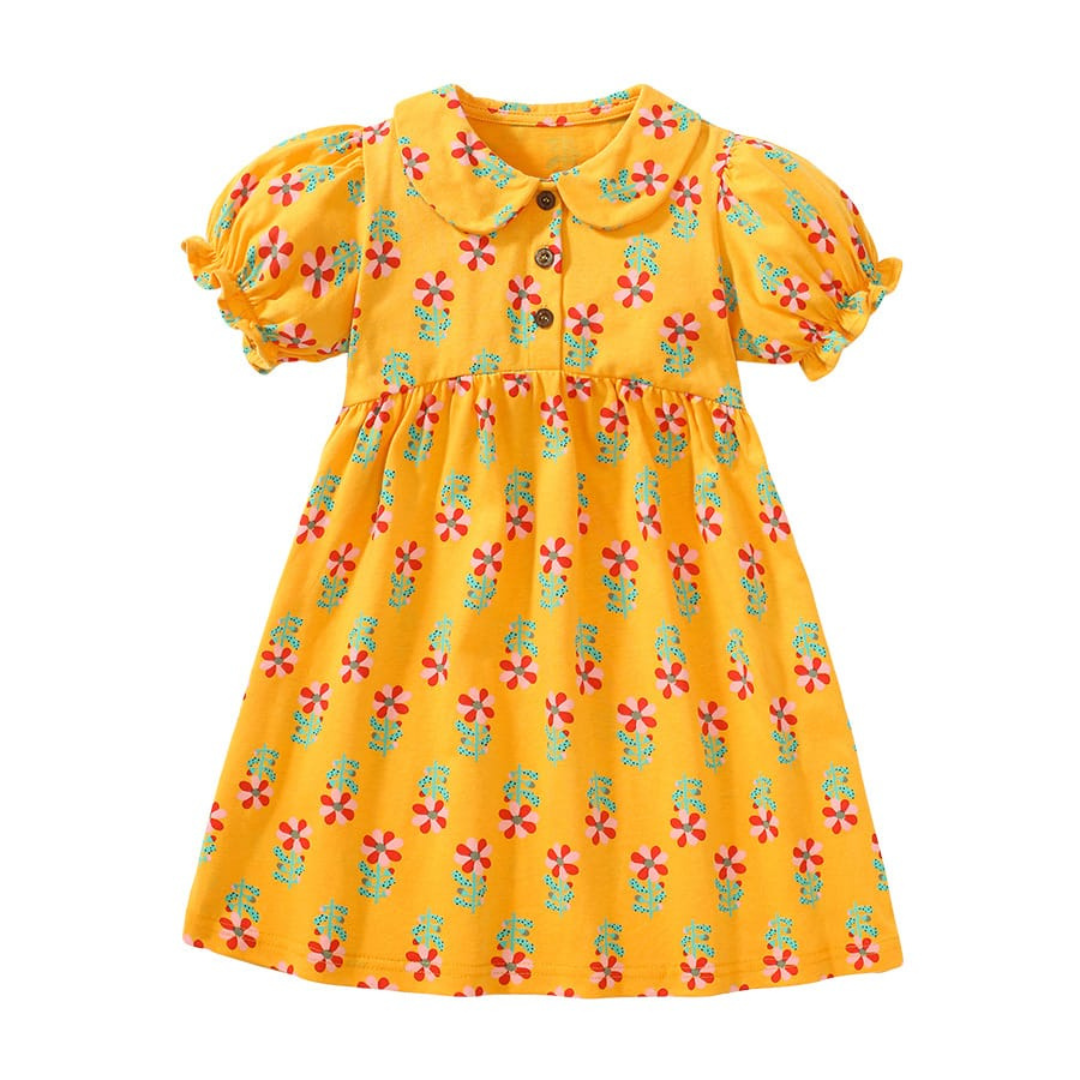 Yellow Floral Doll Dress for Girls Summer Wear Yellow Floral Doll Dress for Girls Summer Wear | Trendy Baby Dress | Kids Clothing Pakistan | Maria Finds Store