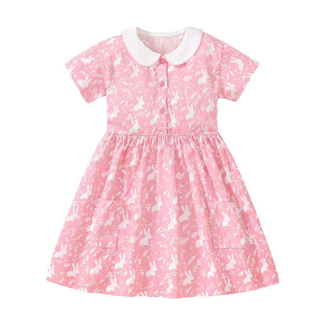 Pink Doll Collar A-Line Dress for Girls Summer Wear Pink Doll Collar A-Line Dress for Girls Summer Wear | Kids Clothing Pakistan | Maria Finds Store
