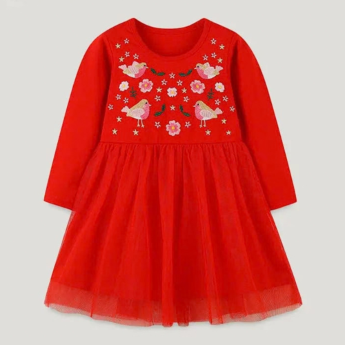 Red Embroidered Princess Skirt Dress for Girls, Trendy Kids Baby Dress | Maria Finds Store Pakistan
