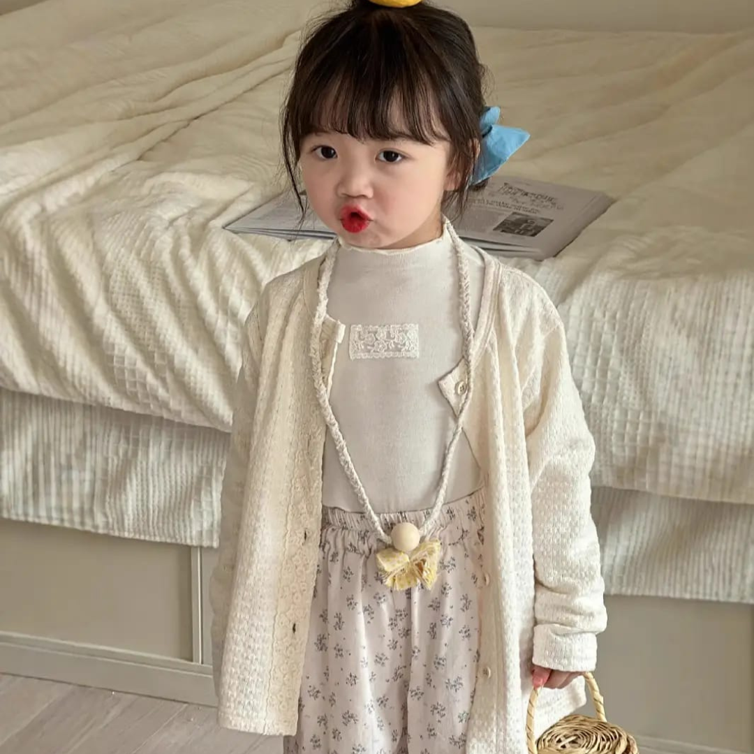 Korean Design 3-Piece Set for Girls Spring Wear Korean Design 3-Piece Baby Girl Dress Set, Trendy Kids Spring Wear in Pakistan | Maria Finds Store