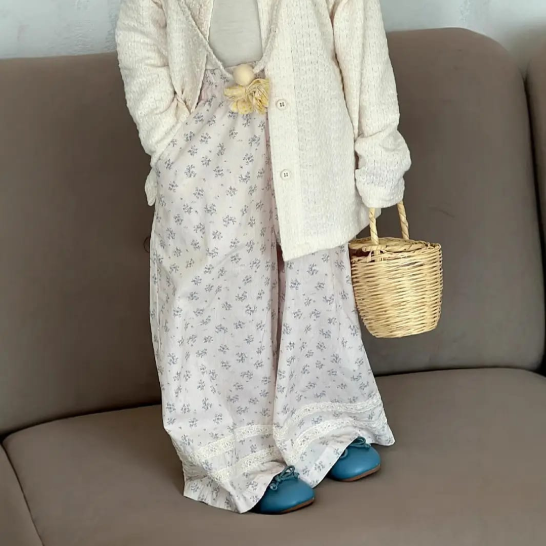 Korean Design 3-Piece Set for Girls Spring Wear Korean Design 3-Piece Baby Girl Dress Set, Trendy Kids Spring Wear in Pakistan | Maria Finds Store