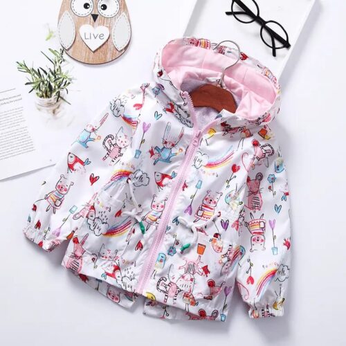 Kids Hooded Jacket Cartoon Print Waist-Cinching for Boys & Girls | Trendy Kids Clothing Pakistan | Maria Finds Store