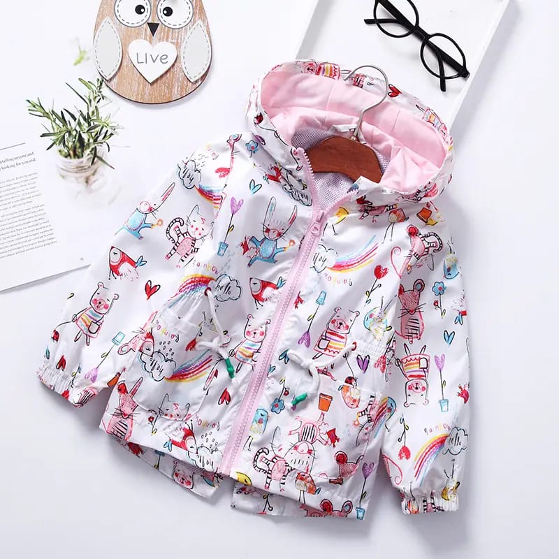 Kids Hooded Jacket Cartoon Print Waist-Cinching Kids Hooded Jacket Cartoon Print Waist-Cinching for Boys & Girls | Trendy Kids Clothing Pakistan | Maria Finds Store