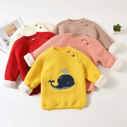 Shop the Best Quality Kids Dresses at Maria Finds Store Baby Boys Thick Knit Sweater with Whale Design, Trendy Baby Boys Clothing, Kids Wear Pakistan | Maria Finds Store