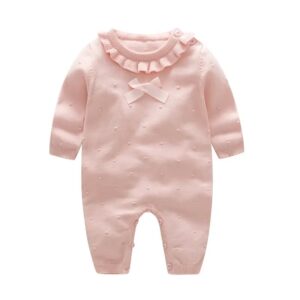 Baby Girl Wool Romper Set in Red and Pink with Bow, Trendy Baby Dress | Maria Finds Store Pakistan