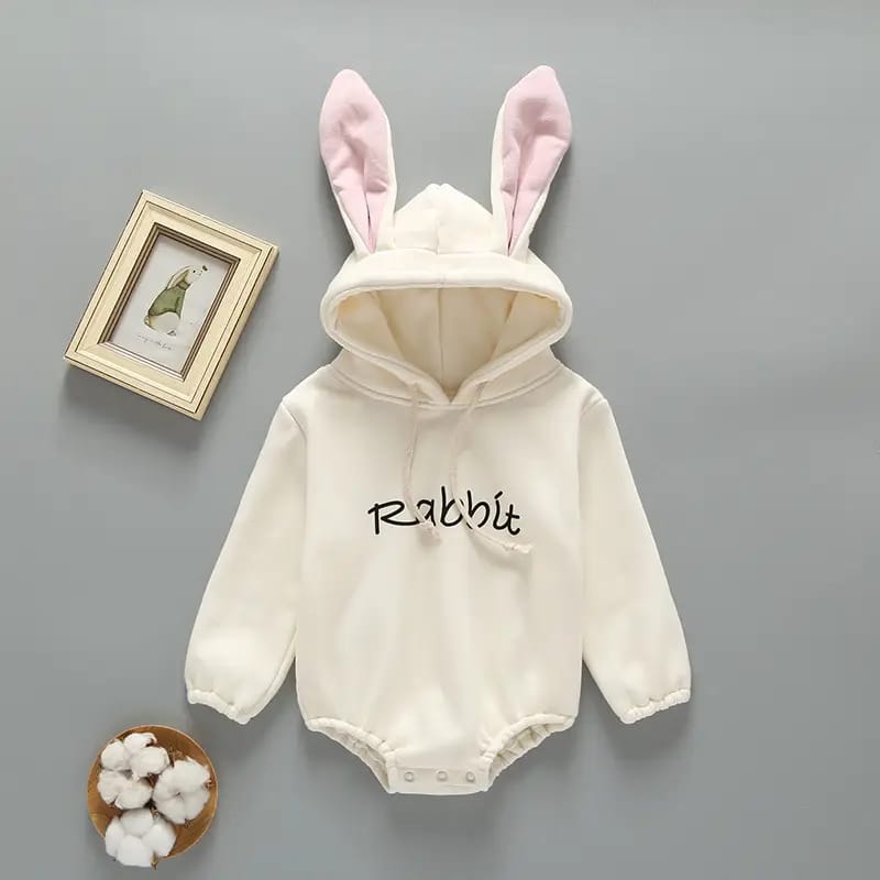 Rabbit Ears Hooded for Baby Pink White Fleece Pink and White Rabbit Ears Hooded Baby Dress for Boys and Girls, Trendy Fleece Kids Clothing | Maria Finds Store Pakistan