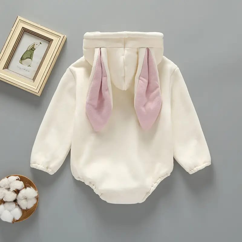 Rabbit Ears Hooded for Baby Pink White Fleece Pink and White Rabbit Ears Hooded Baby Dress for Boys and Girls, Trendy Fleece Kids Clothing | Maria Finds Store Pakistan
