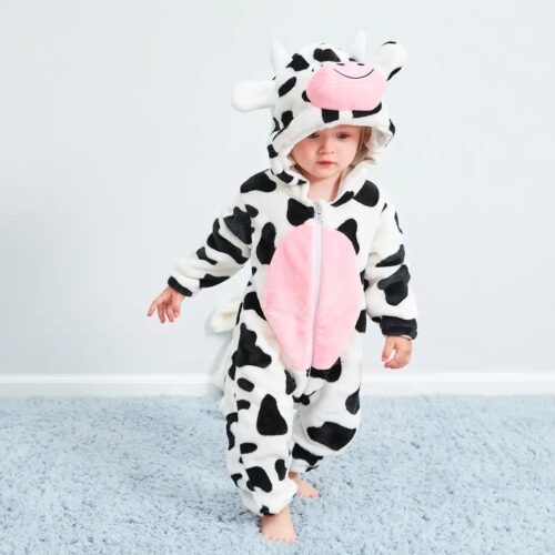 Cute Cow Print Winter Trousers for Kids, Warm Flannel Pajama Bottoms for Boys and Girls | Maria Finds Store Pakistan