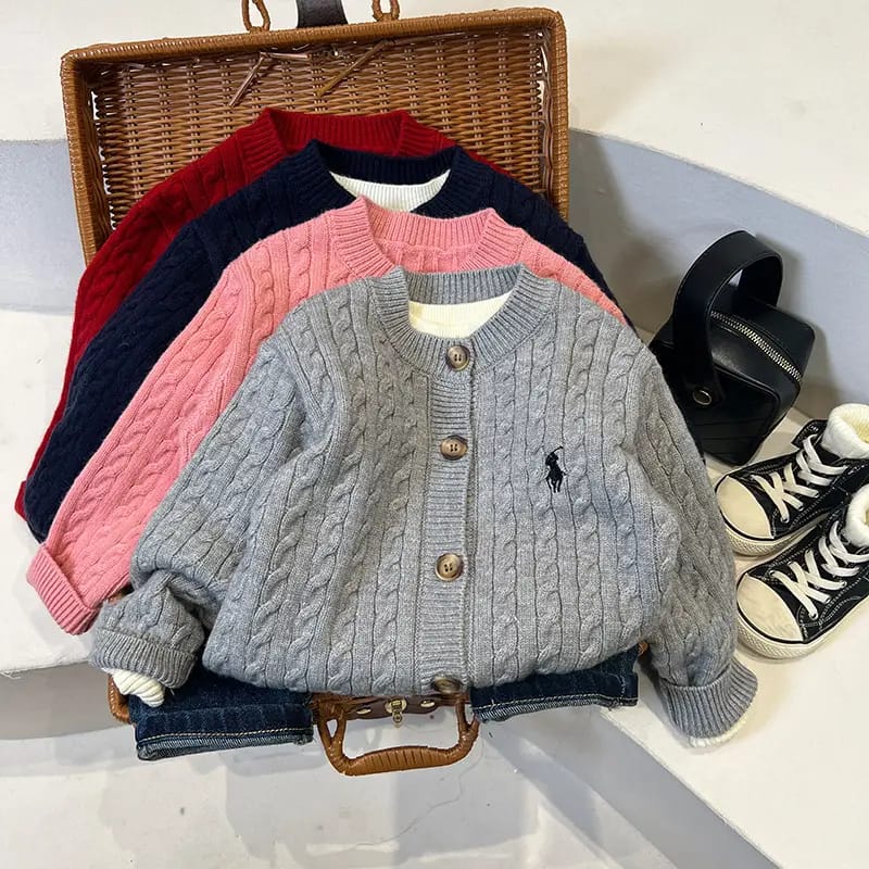 Kids Embroidered Knitted Cardigan Gray Winter Sweater Kids Embroidered Knitted Gray Cardigan Winter Sweater for Boys | Trendy Kids Clothing Pakistan | Maria Finds Store